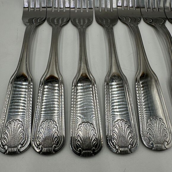Winco Toulouse Dinner Fork Glossy Stainless Steel Shell Pattern Set 9 PCs 7.3/8” - Picture 2 of 5